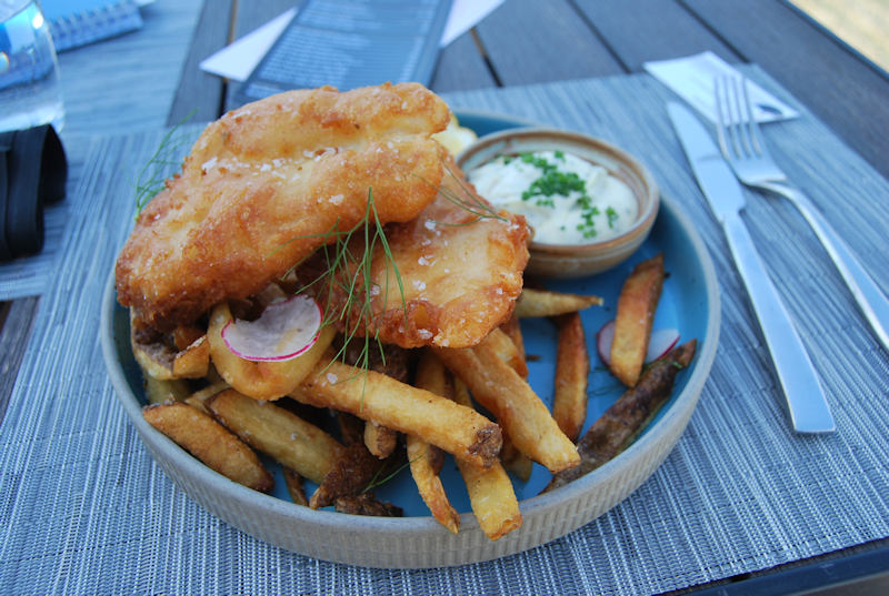 Fish and chips at Gray Monk Estate Winery